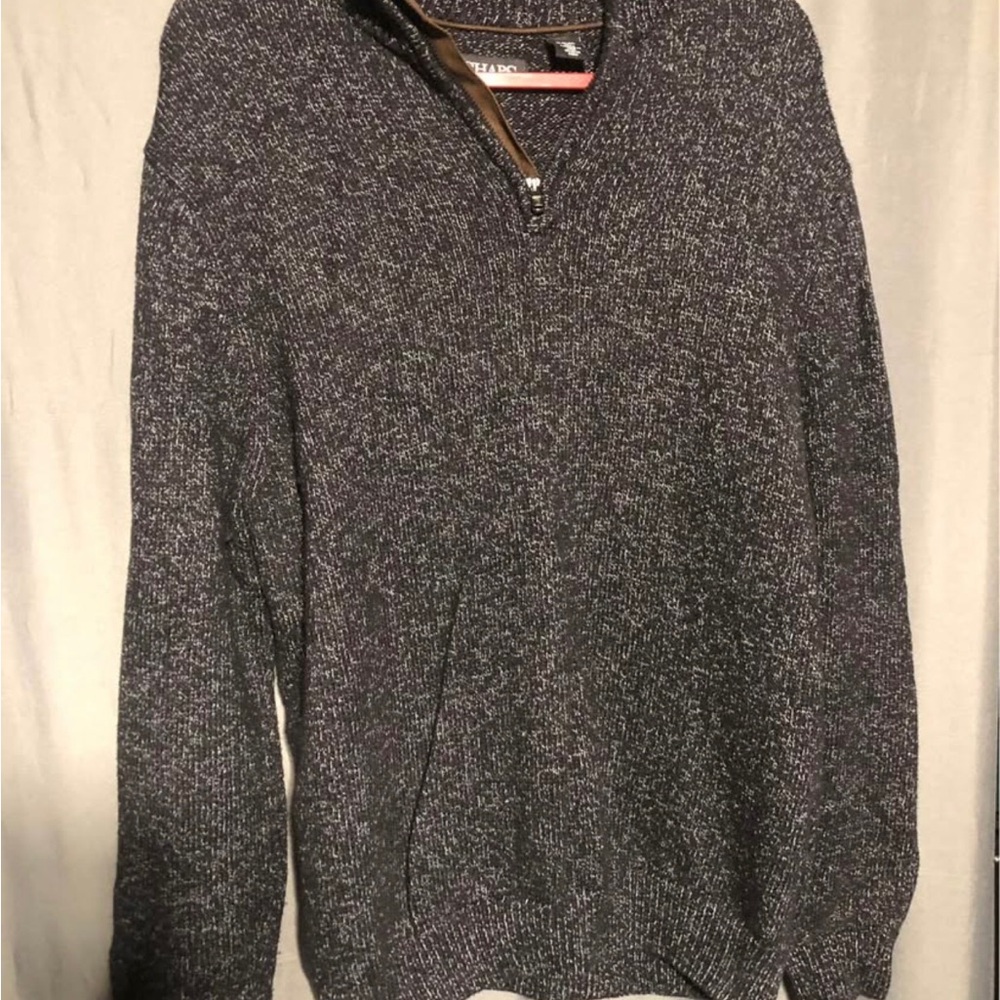 Chaps Men's Zip-Neck Marled Gray Sweater